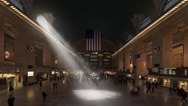 An image of SUNRAY at Grand Central Terminal in New York, an installation by Adam Frank.